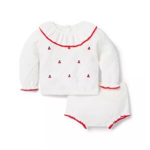 Janie and Jack White Outfit with Red Trim